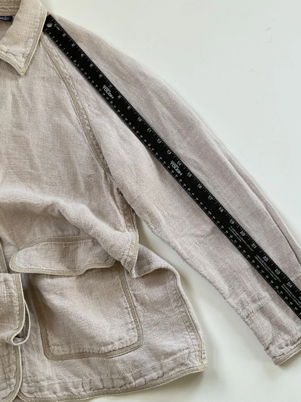 VTG Gap 100% Linen Button Up Jacket S Tan Utility Lagenlook Slouchy Chore Coat - Picture 8 of 9